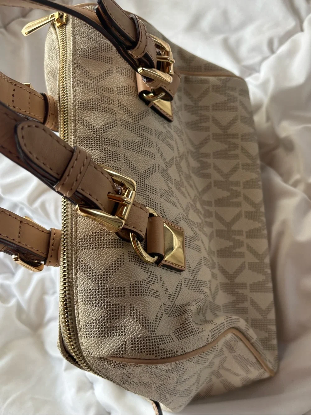 Michael Kors Beige/Tan Signature MK Satchel